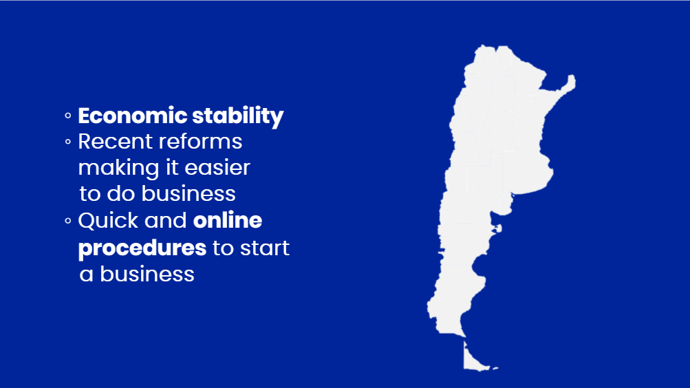 Mapa da Argentina, que ilustra uma das melhores oportunidades de expansão de negócios na América Latina.