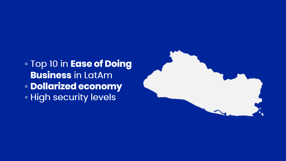 Mapa de El Salvador, que ilustra uma das melhores oportunidades de expansão de negócios na América Latina.